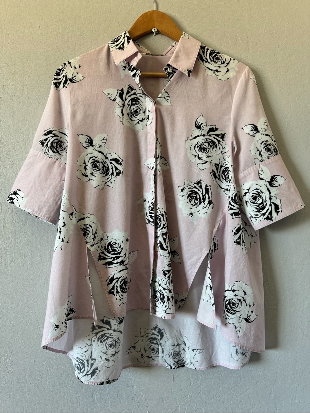 Adam Lippes Charlie Light Pink Floral Garden Button-up, Cotton Size 6 EUC